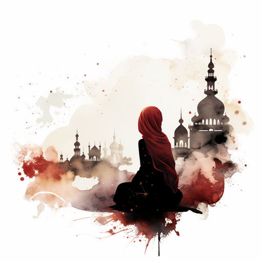 Eid mubarak clipart in Chiaroscuro Art style, on white background