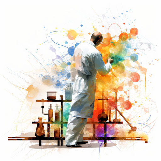 Impressionistic art of science on white background