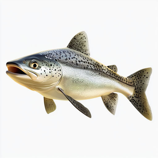 3D fish on flat white background