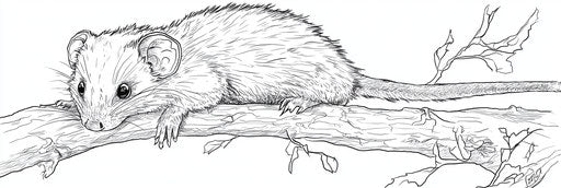 Very simple opossum coloring book page 3:1