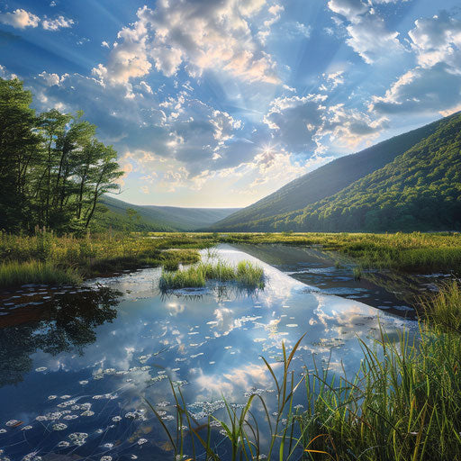 Hyperrealistic photo of the Pocono mountains in summer