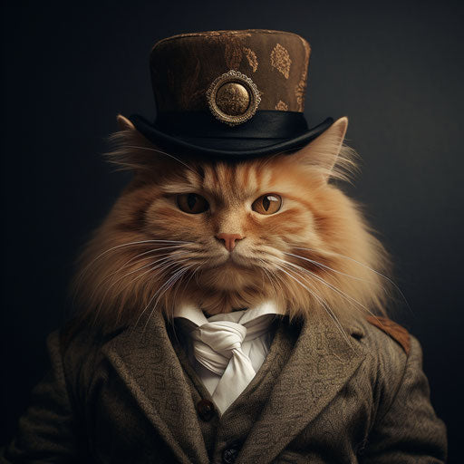 Ginger cat dressed as a man