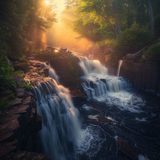 Waterfalls of Porcupine Mountains, Michigan, inspired by William Patino