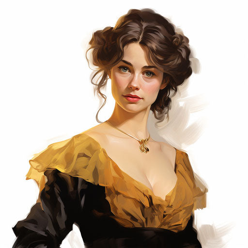 Lady clipart in the style of oil painting
