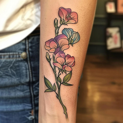 1950s retro style tattoo sketch of a sweet pea