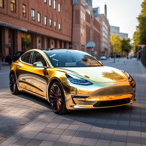 Golden Tesla Model 3
