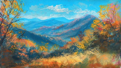 Appalachian Mountains, colorful chalk sketch art