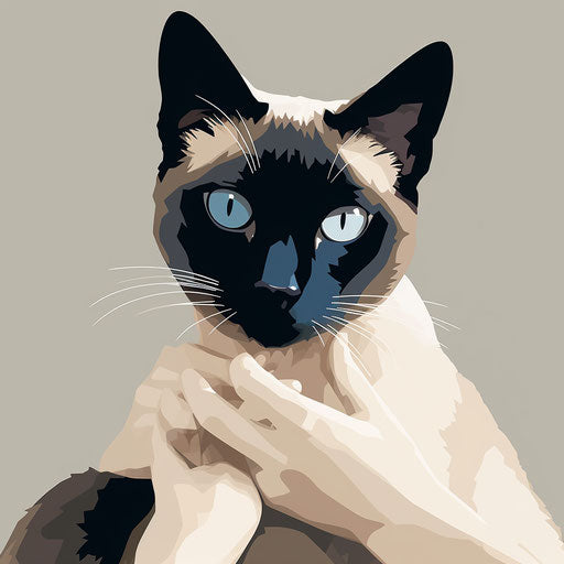 Minimalist Elegance: Siamese Cat Being Petted by Another Cat