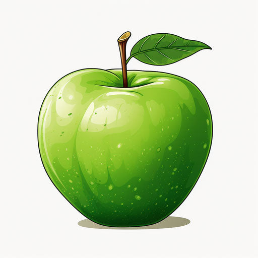 Green apple illustration in the style of Chiaroscuro Art, on white background