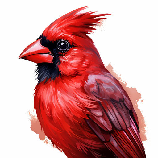 Cardinal in Oil Painting Style, on White Background