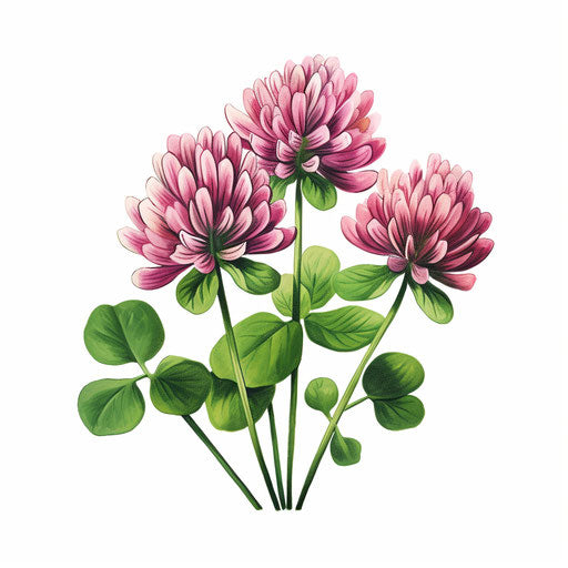 Clover illustration in the style of Chiaroscuro Art, on white background