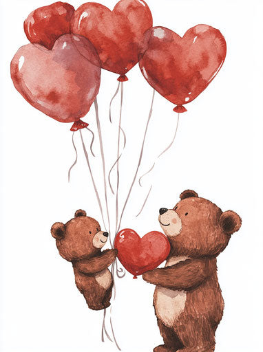 Bear and heart balloons for Valentine's Day