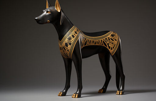 Doberman kennel, strong contours, 1000-1400 CE, light black and gold
