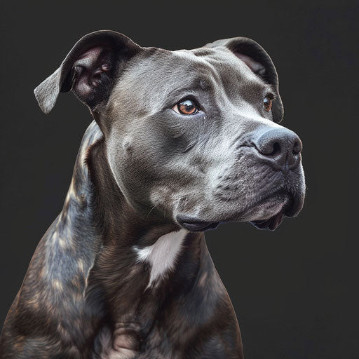 Realistic pitbull clipart on flat slate grey background