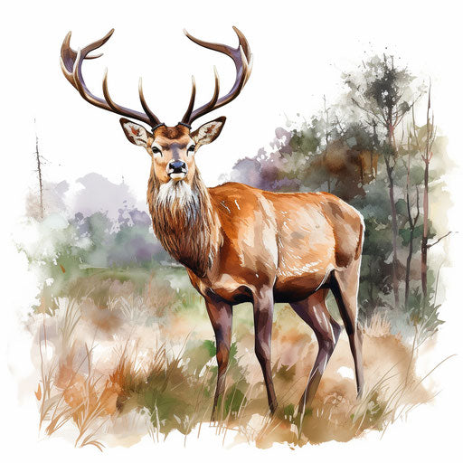 Deer in Oil painting style, white background