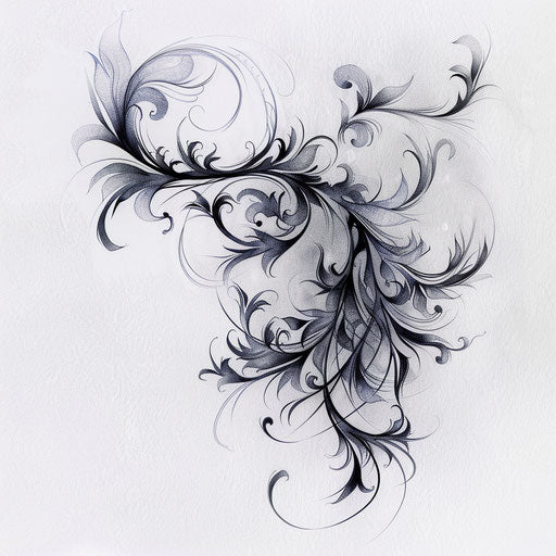 Abstract vine tattoo illustration with swirls and curves