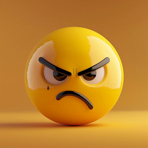Yellow emoticon with angry expression