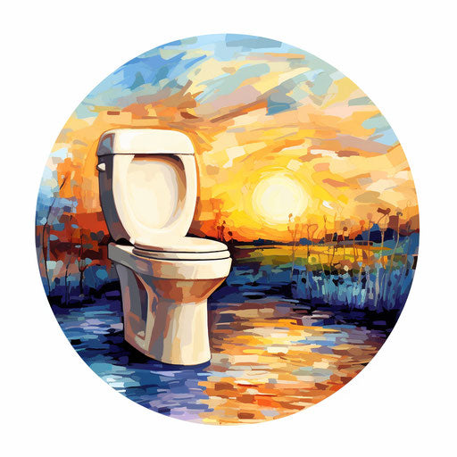 Toilet clipart in the style of Impressionistic Art, on a white background
