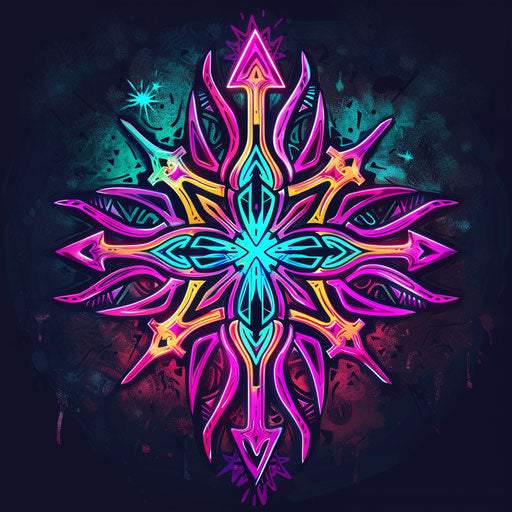 Chaos symbol in vibrant neon colors