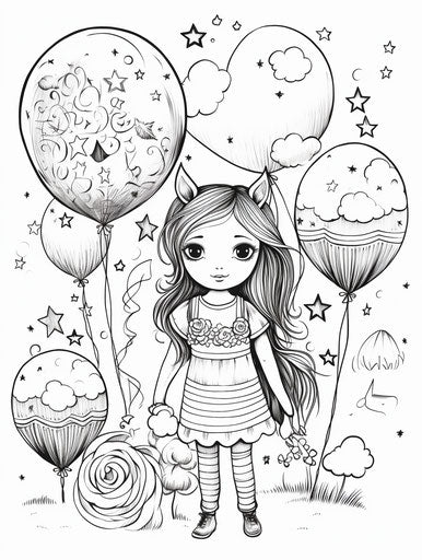 The kiddo has a unicorn with balloons and wishes