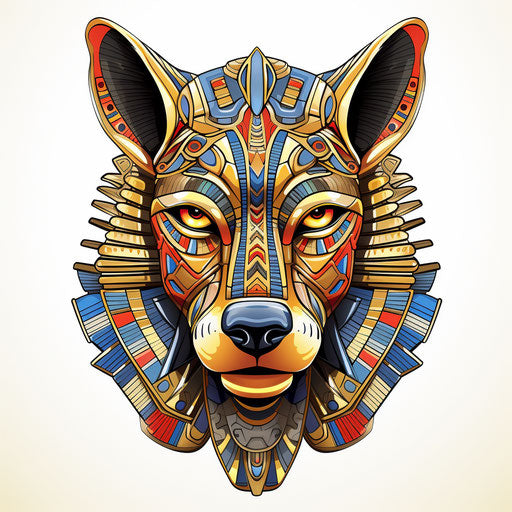 Egyptian pharaoh coloring book, minimalistic canine sculptures