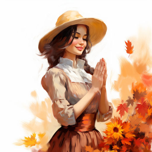 Grateful illustration in the style of oil painting, on a white background