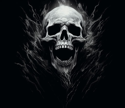 Skull and ghost tattoo in screamer style