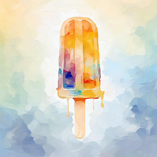 Popsicle illustration in the Impressionistic Art style, on white background