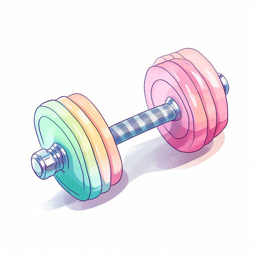 Dumbbell in Pastel Colors Art style, on white background