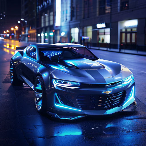Classic Chevrolet Camaro Car with Holographic Displays and AR Windshield