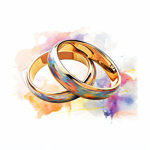 Wedding ring in Impressionistic Art on white background