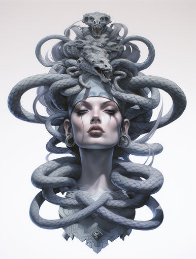 Woman with a snake around her neck