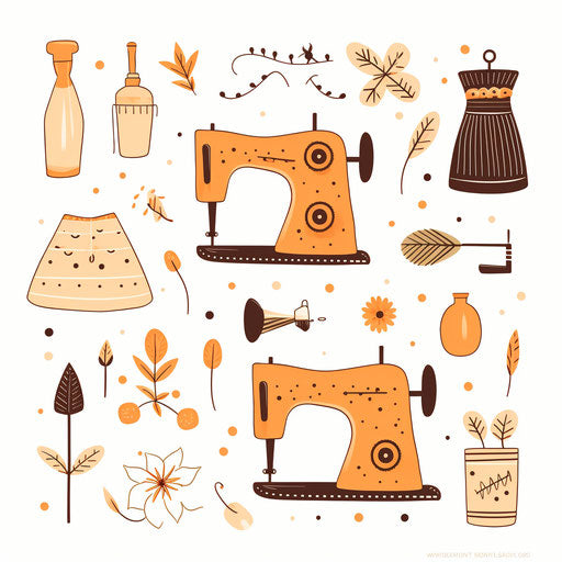 Sewing sticker in minimalist style, on white background