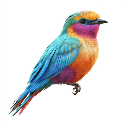 3D bird in photorealistic style on white background