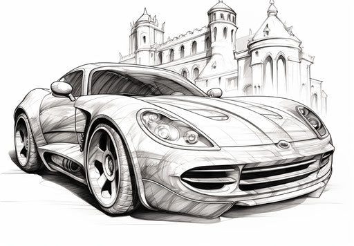 Coloring page of a sports car