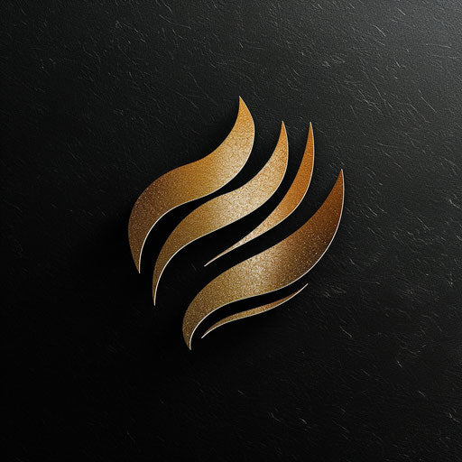 Luxurious graphic design logo in metallic gold on dark background