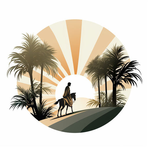 Palm Sunday clipart in the style of Chiaroscuro Art, on a white background
