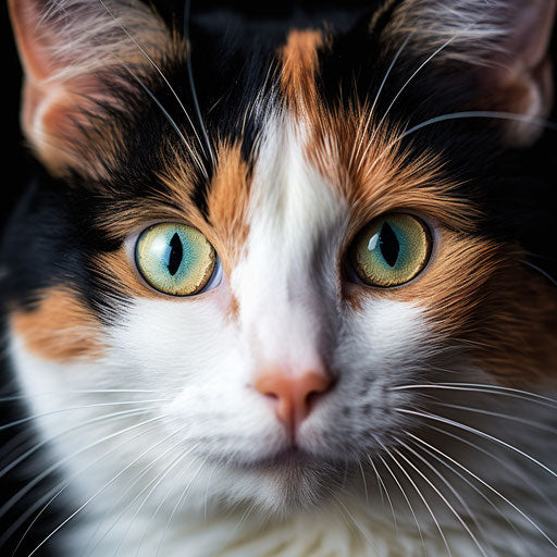 Calico cat close-up of the face