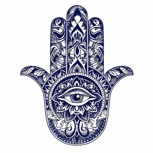 Classic Hamsa Tattoo in Vintage Style with Ornamental Details