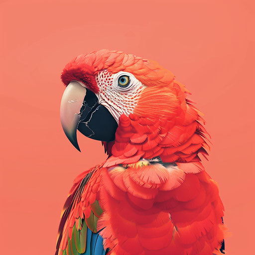Realistic parrot clipart with random flat background