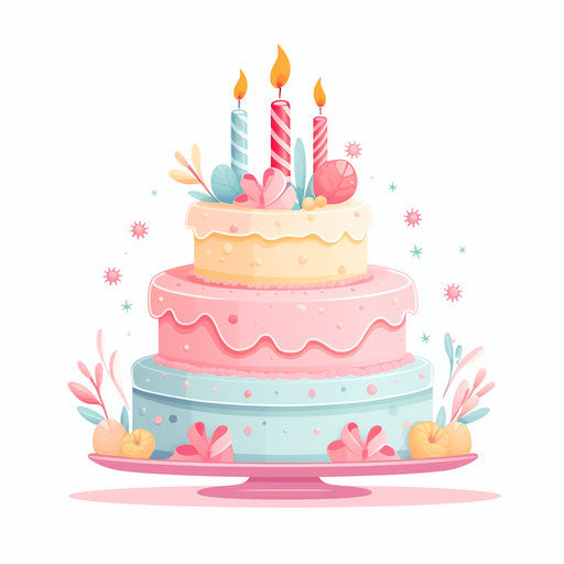 Happy birthday clipart in the style of Pastel Colors Art
