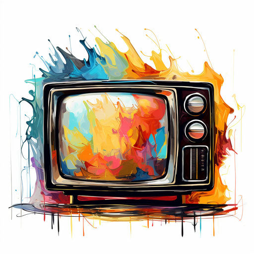 Television clipart in the style of Oil painting, on a white background