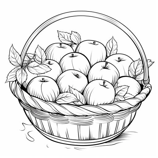 Vibrant nature colors apple basket coloring page