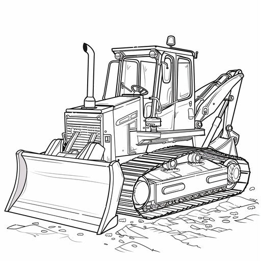 Outline of bulldozer with raised blade for easy coloring