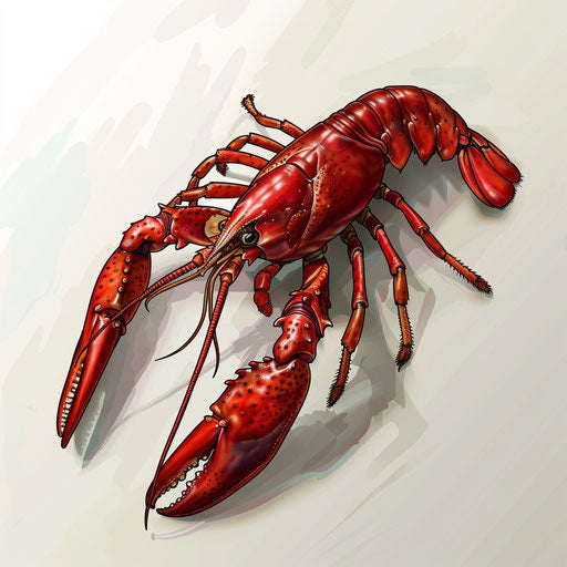 Realistic crawfish on random flat background with glossy finish