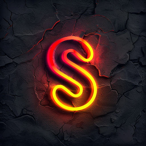 Neon logo with rugged textures and bold neon fonts