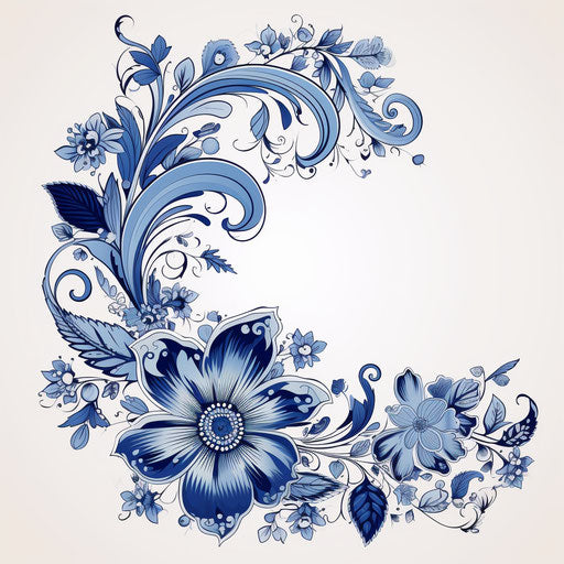 Paisley design frame, hand-drawn flowers, organic biomeorphic forms