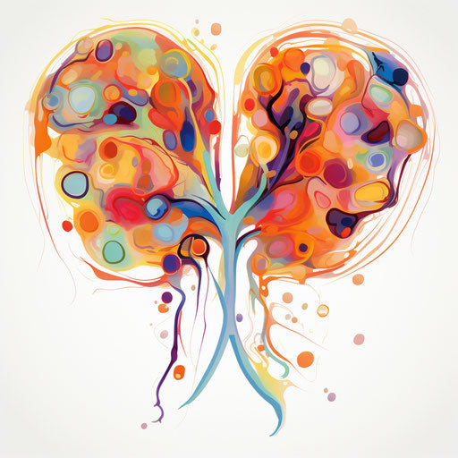 Impressionistic Art style kidney clipart on white background