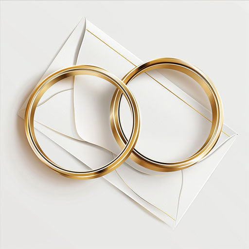 Wedding card clipart in photo realistic style on flat white background