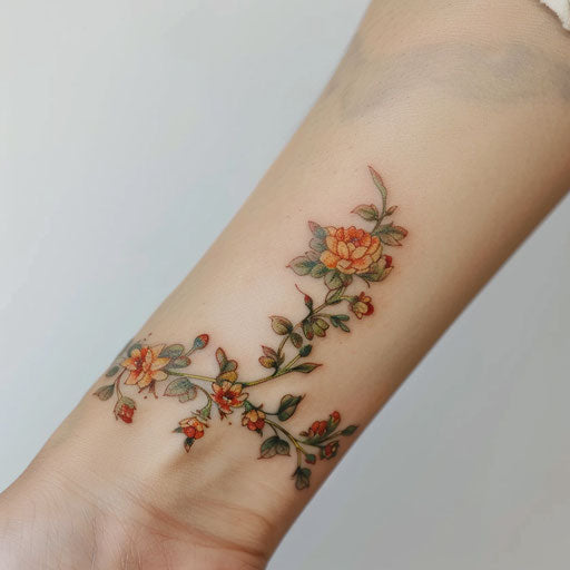 Floral vine wrist tattoo